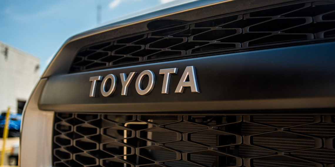 Silver 2019 Toyota 4Runner SR5 Premium with ToyTec 3-Inch Lift Kit TRD Grille close up