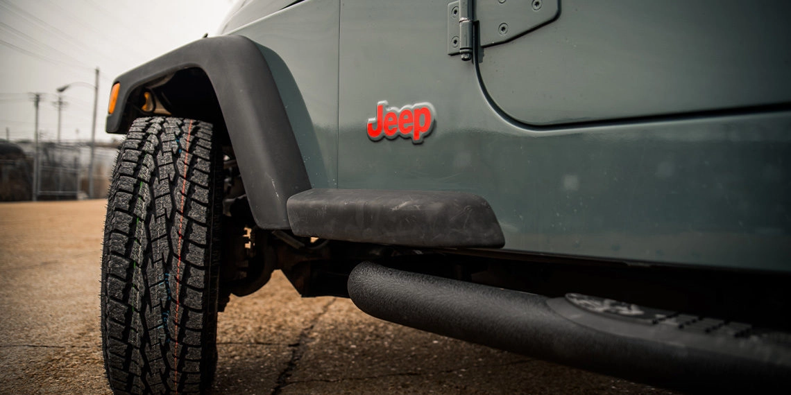 2003 Jeep Wrangler TJ Restoration Build Jeep logo in red