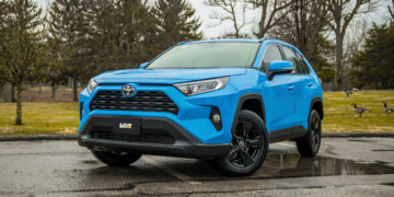 2019 Toyota RAV4 XLE Blue Flame with Powder coated wheels