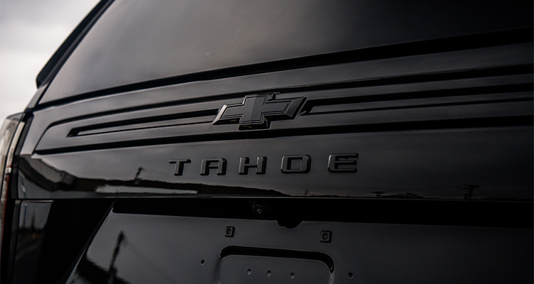 Chevy Tahoe blackout rear hatch valence.