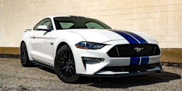 2021 Ford Mustang with Blue Indy Stripes Hero Image
