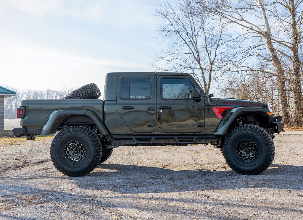 Profile of the Jeep Gladiator offroad build with 40-inch tires