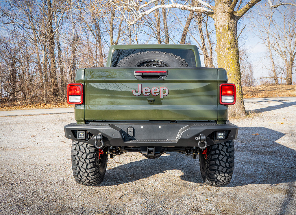 Rear bumper guard on the lifted Jeep Gladiator
