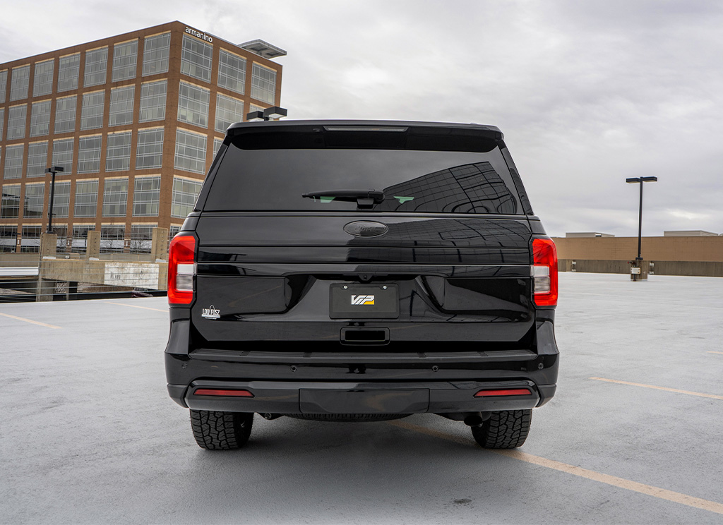 Blackout ford emblems on the trunk of a Ford Expedition