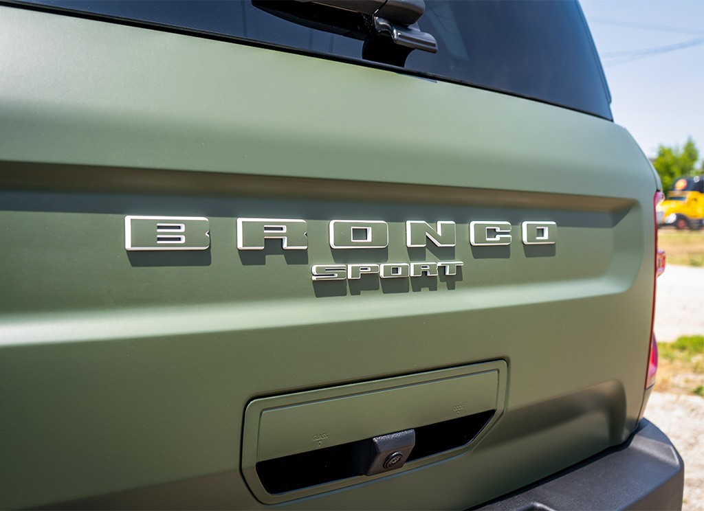 Green vinyl lettering overlays for the Bronco Sport