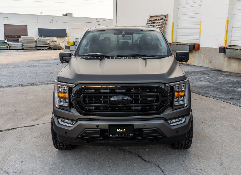 Ford F-150 blackout grille and emblem.