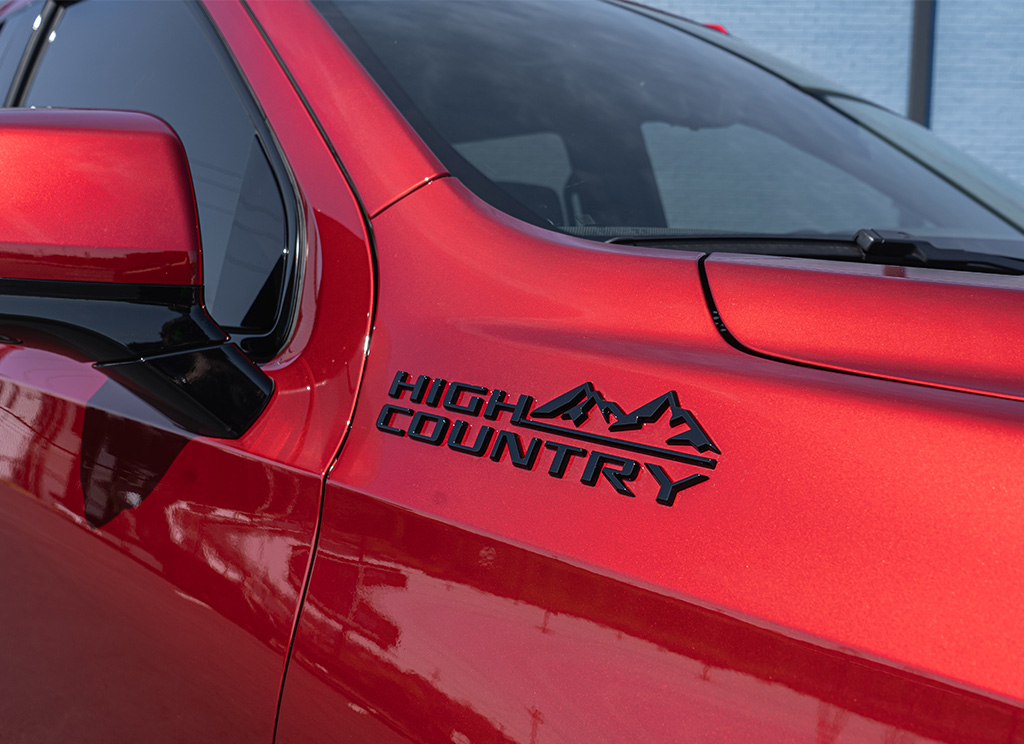 Black High Country badging on a 2023 Chevy Tahoe SUV