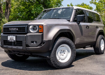 Custom 2024 Toyota Land Cruiser with retro accessories installed.