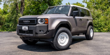 Custom 2024 Toyota Land Cruiser with retro accessories installed.