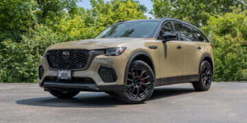 2025 Mazda CX-70 SUV with accessories and two-tone styling.