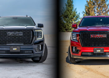 Grilles of two custom GMC Yukon Denali's.