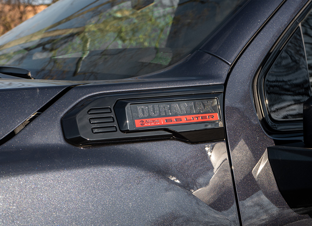 Black Duramax fender vent for the 2024 GMC Sierra HD3500 Denali.