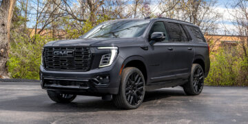 Custom 2025 GMC Yukon Denali with blackout trim and matte black paint protection film.