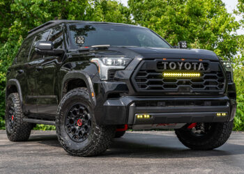 Lifted black 2025 Toyota Sequoia offroad build.
