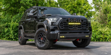 Lifted black 2025 Toyota Sequoia offroad build.