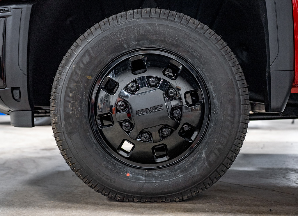 Gloss black powder coated GMC Sierra HD wheels