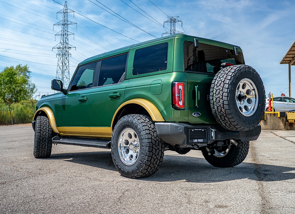 Rear view of a retro styled 2025 Ford Bronco Eddie Bauer edition.