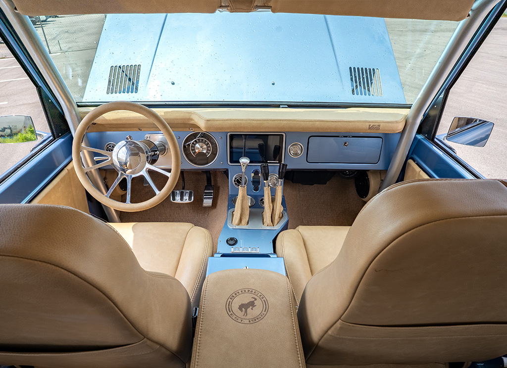 Restored 1971 Ford Bronco - custom cashew colored leather interior