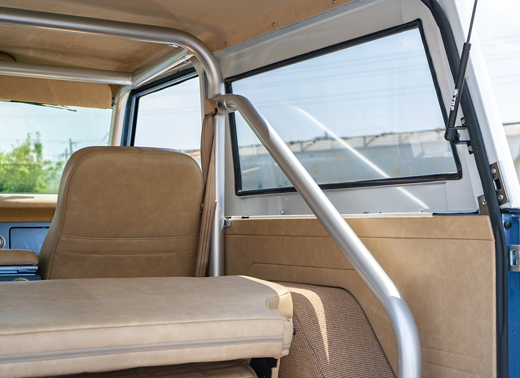 Close-up of roll bars on a 1971 Ford Bronco restoration.