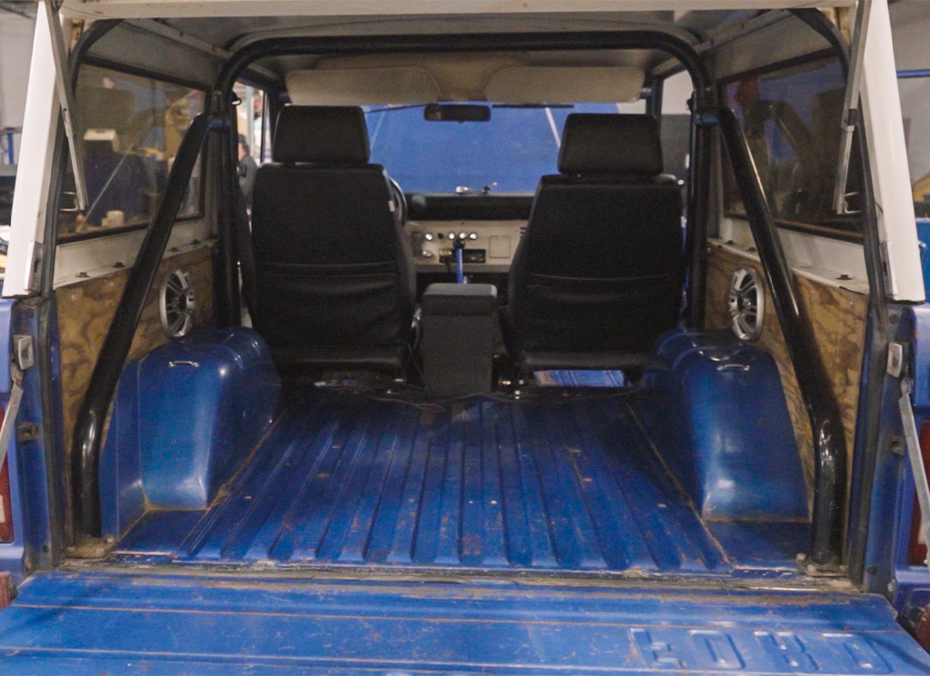 Old 1971 Ford Bronco original stock trunk before restoration
