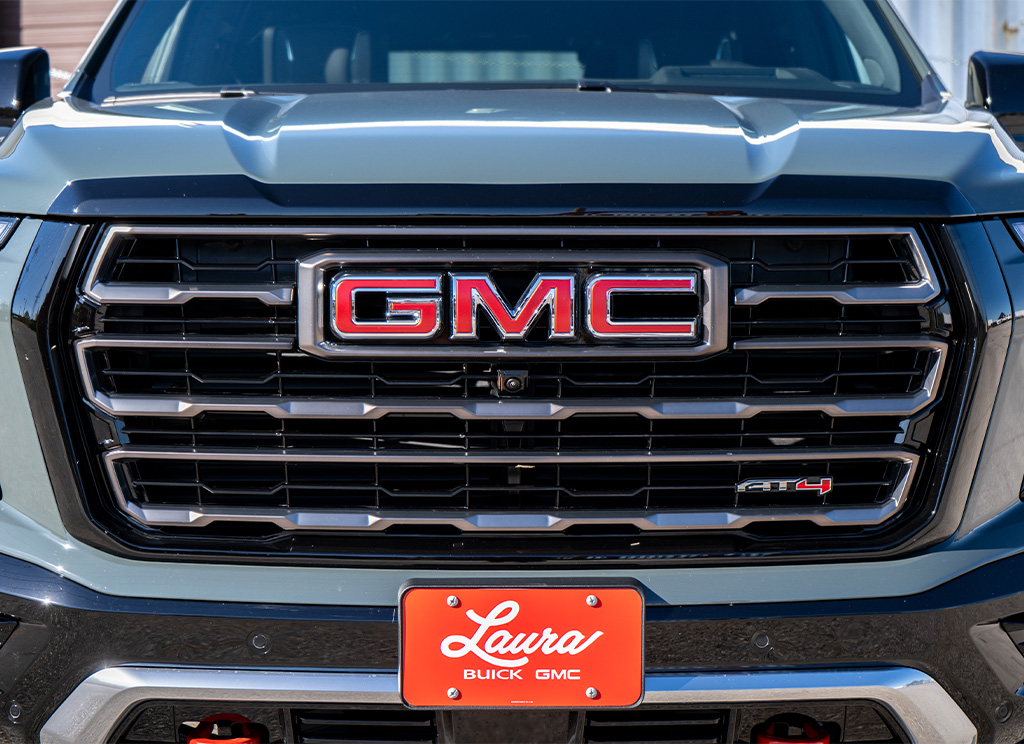 2026 GMC Yukon AT4 factory original grille close-up.