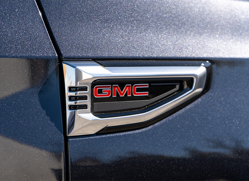 2026 GMC Yukon Denali factory original fender vent badge.