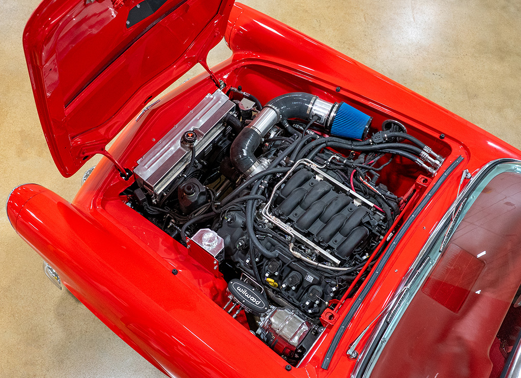 1956 Ford Thunderbird after installing a Ford Racing Coyote 5.0L engine swap during restoration.