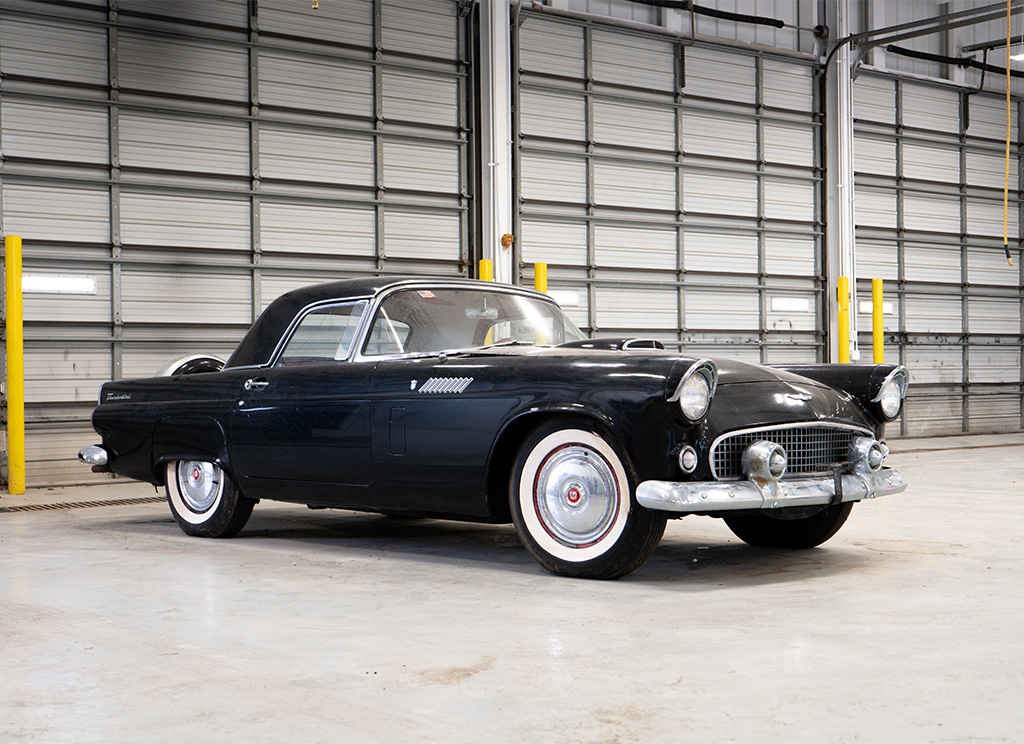 Original black 1956 Ford Thunderbird prior to full frame-off restoration.