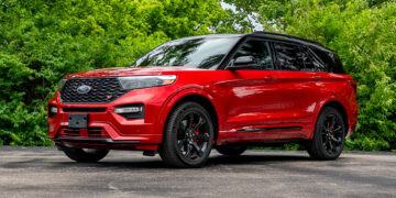 2022 Rapid Red Ford Explorer with color matched trim.