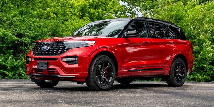2022 Rapid Red Ford Explorer with color matched trim.